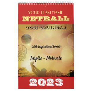 Calendário do Netball do Nome da Equipe Personaliz