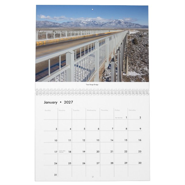Calendário do norte da fotografia de New mexico (Jan 2027)