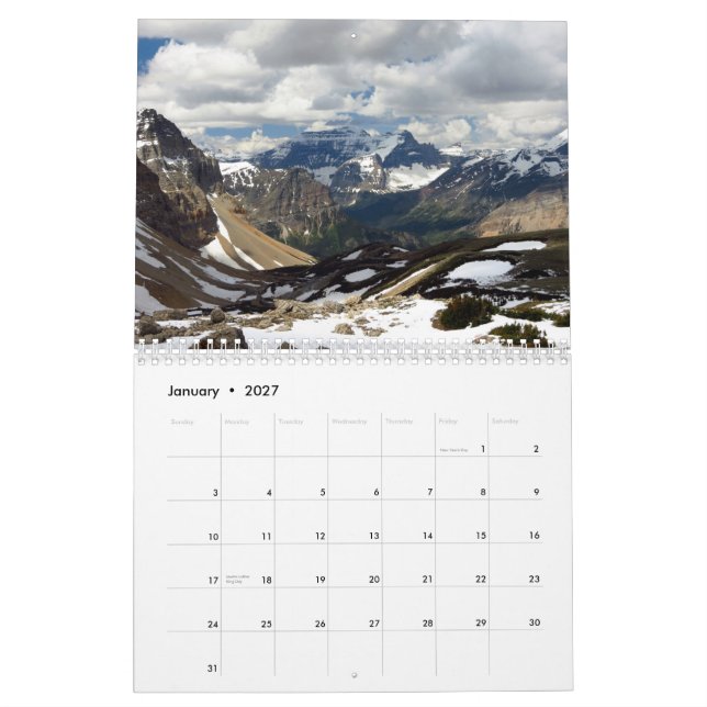 Calendário do parque nacional 2015 de geleira (Jan 2027)