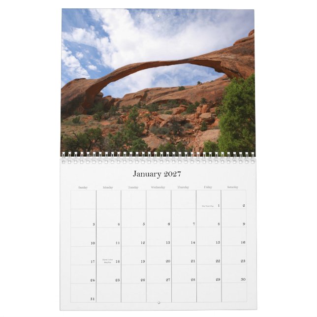 Calendário do parque nacional de 2009 arcos (Jan 2027)