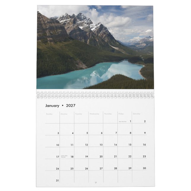 Calendário do parque nacional de Banff (Jan 2027)