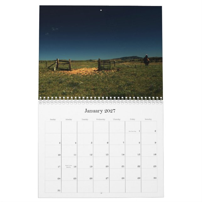 Calendário do rancho 2011 de Sweetgrass (Jan 2027)