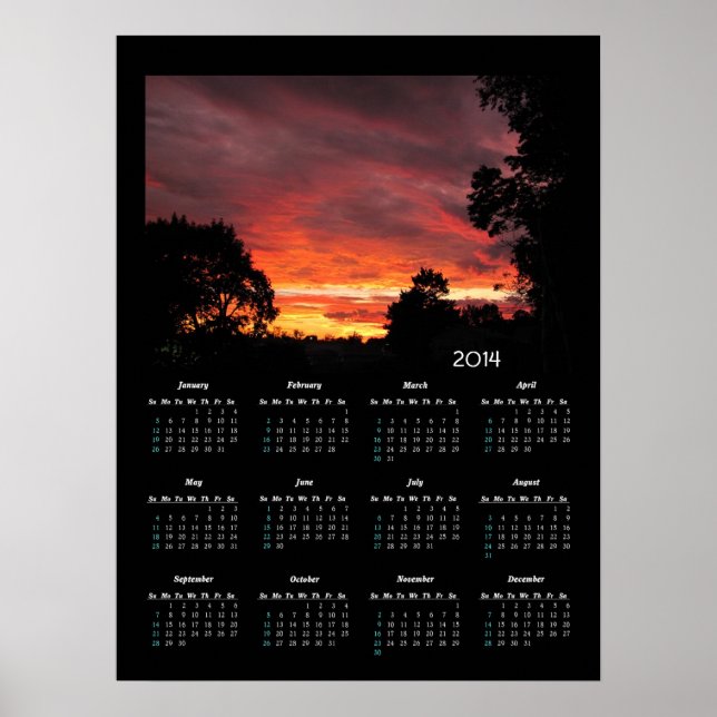 calendário do solstício do pôr do sol ~ impressão (Frente)