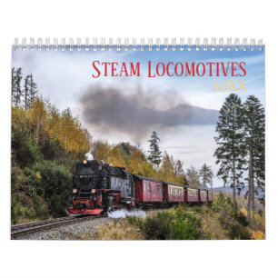 Calendário do trem da locomotiva de vapor