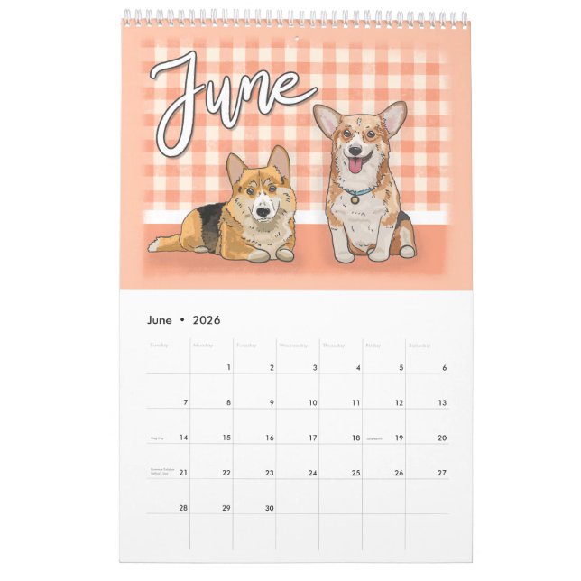 Calendário Dog Lovers Calendar 2026 | Hand Drawn Ilustrations (Jun 2026)