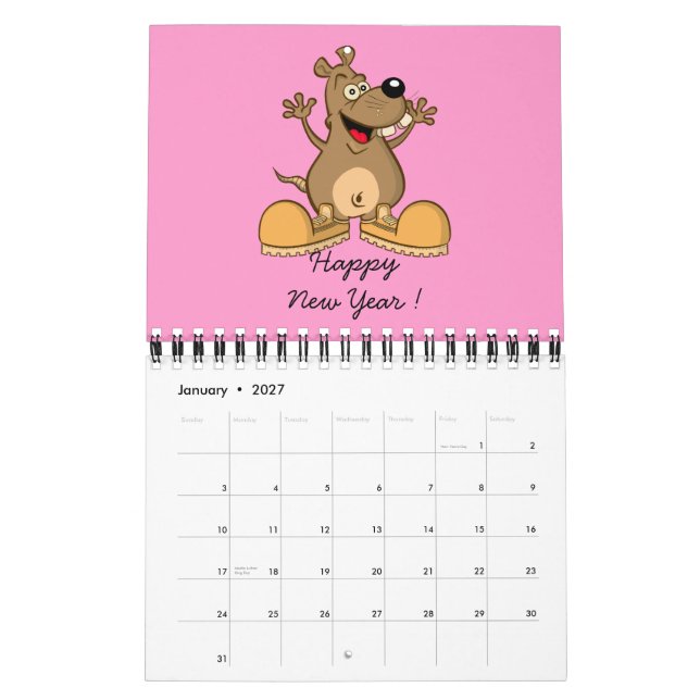 CALENDÁRIO dos "arte desenhos animados " (Jan 2027)