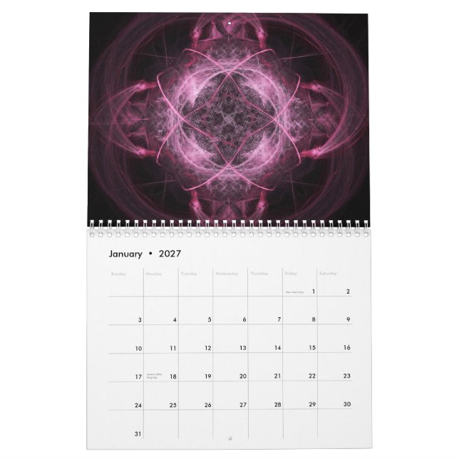 Calendário dos Fractals 2012 do Apophysis (Jan 2027)
