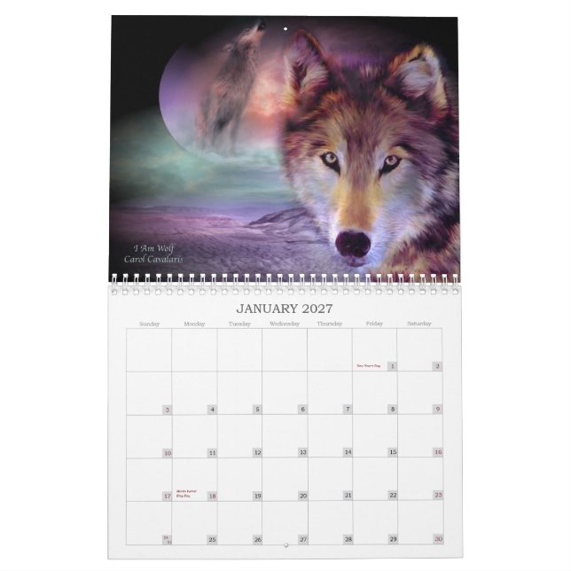 Calendário dos lobos 2010 do espírito (Jan 2027)