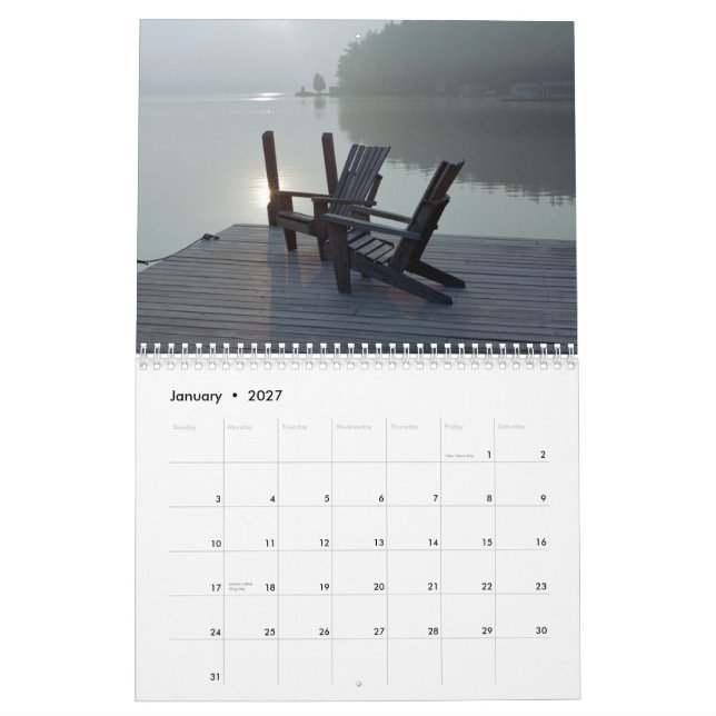 Calendário dos momentos de Adirondack (Jan 2027)