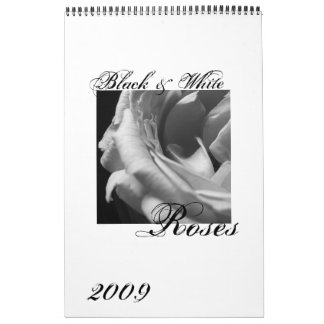 Calendário dos rosas pretos & brancos 2009