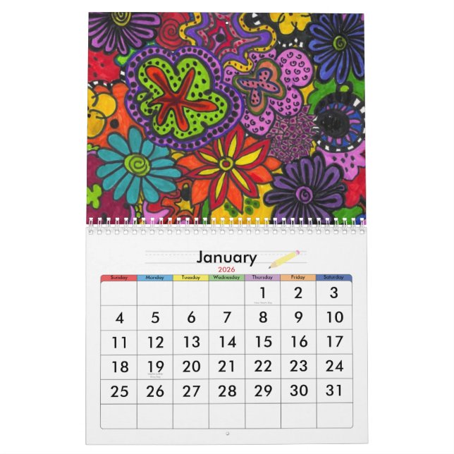 Calendário dos trabalhos artísticos originais de (Jan 2026)