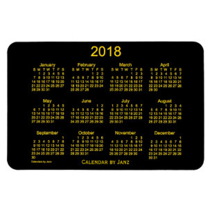 Calendário Dourado de 2018 néons pelo ímã de J