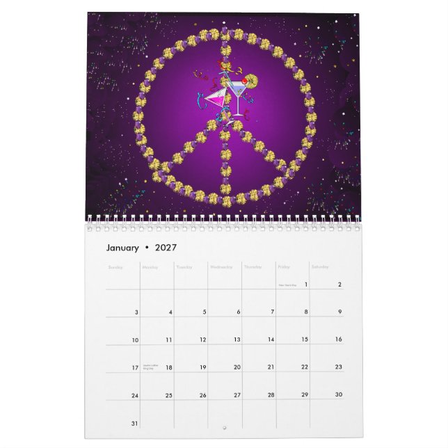 Calendário Doze meses da paz (Jan 2027)