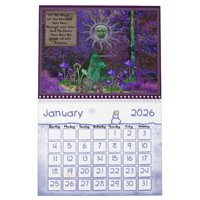 Calendário Doze meses das deusas (Jan 2026)