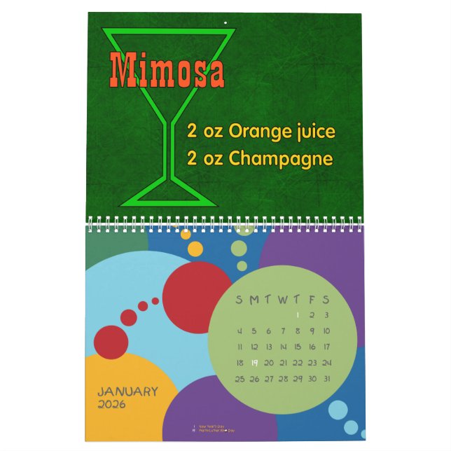 Calendário Doze meses de bebidas misturadas básicas (Jan 2026)