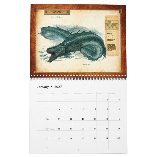 Calendário Dracopedia (Jan 2027)