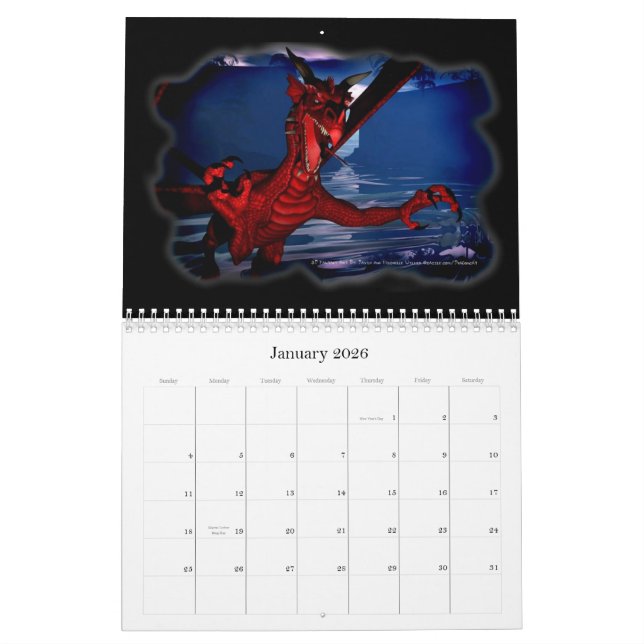 Calendário DragonCat Designs 2009 Dragões 3D (Jan 2026)