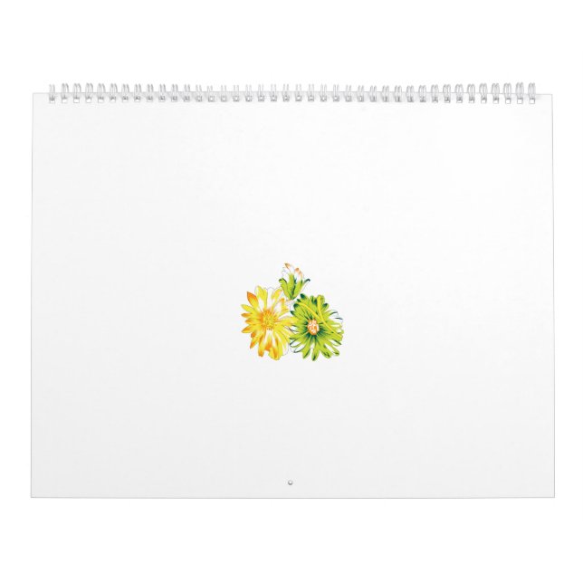 Calendário Duas flores amarelas e verdes sobre fundo branco (Capa)