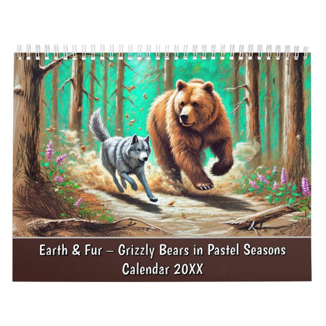 Calendário Earth & Fur – Grizzly Bears in Pastel Seasons (Capa)
