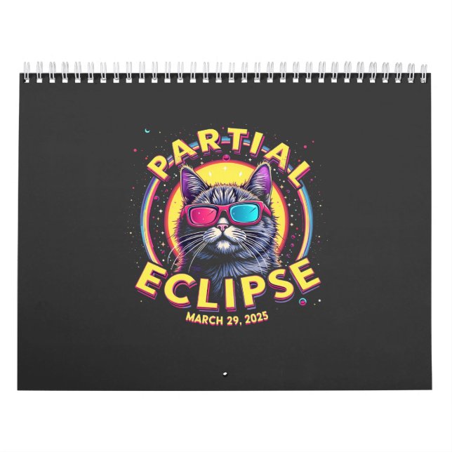 Calendário Eclipse Parcial 2025 Astronomy KItten Amantes (Capa)