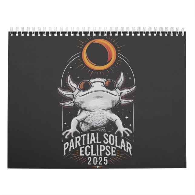 Calendário Eclipse Solar Parcial 2025 Anfíbio Axolotl (Capa)
