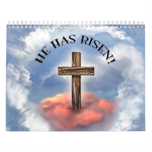 Calendário Ele Ressuscitou Cruz Áspera Com Nuvens (Capa)