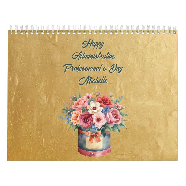 Calendário Elegant Gold Administrative Professionals Day (Capa)