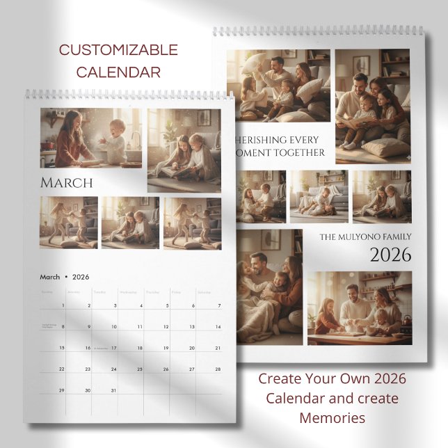 Calendário Elegant Minimalist Family Photo Calendar 2026  (Criador carregado)