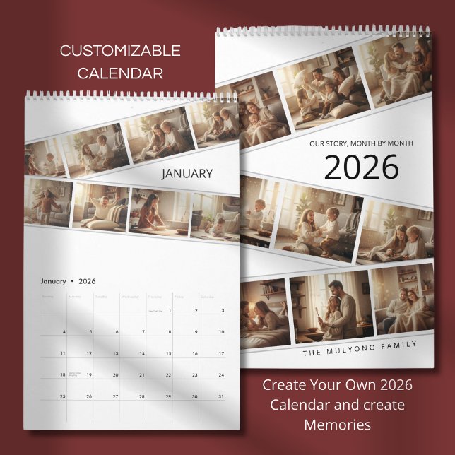Calendário Elegant Minimalist Family Photo Calendar 2026  (Criador carregado)