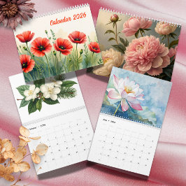 Calendário Elegant Vibrant  Watercolor Botanical 2026