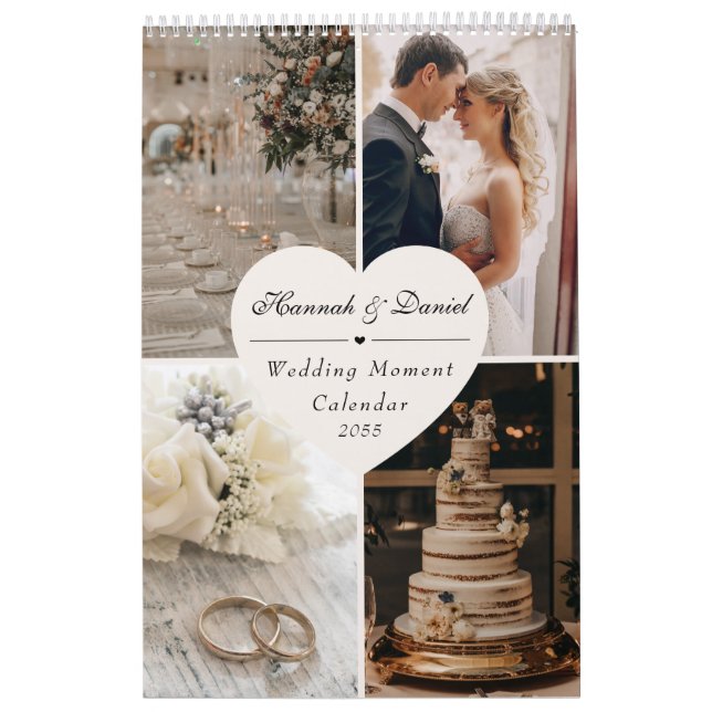 Calendário Elegant  Wedding Newlyweds Photo Collage 2026 (Capa)