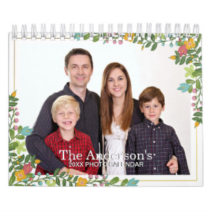 Calendário Elegante Adicione Sua Própria Foto 2 Páginas Cal