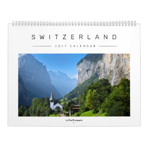 Calendário Elegante foto da paisagem suíça e da natureza de 2
