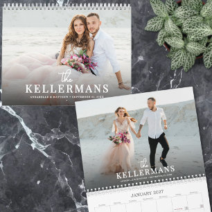 Calendário Elegante Foto de Casamento Personalizada