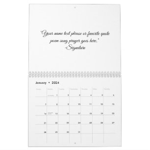 Calendário Elegante roteiro clássico citação personalizada po