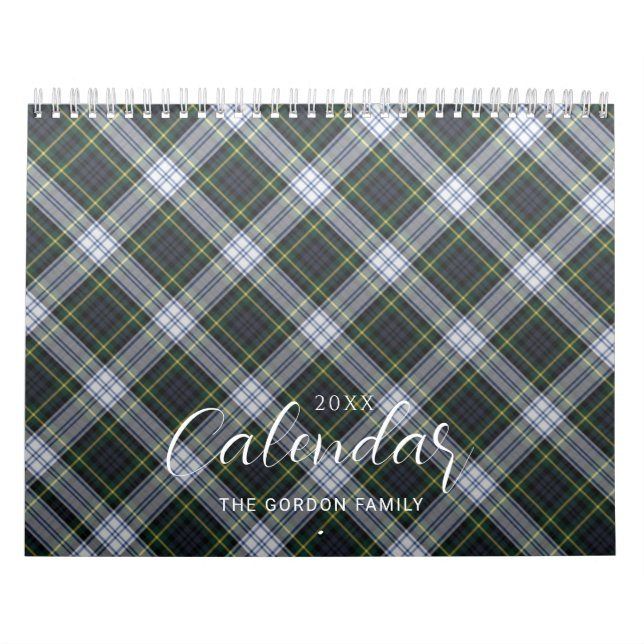 Calendário Elegante Xadrez Rustic Family 2024 Tartan (Capa)