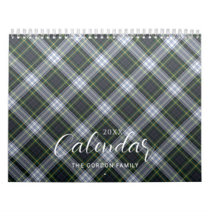 Calendário Elegante Xadrez Rustic Family 2024 Tartan