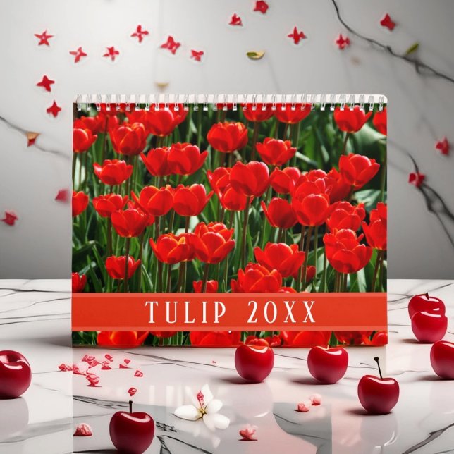 Calendário Elegantes Flores Florais de Tulipa e Rosa Fotograf (Criador carregado)