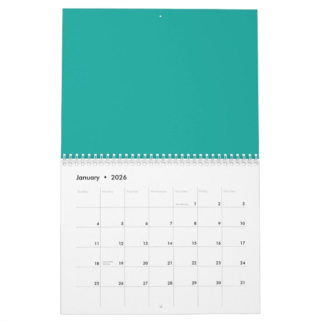 Calendário Eleve seu Design com um fundo verde (Jan 2026)