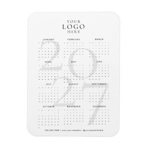 Calendário Empresarial Logo Ímã Branco Moderno 202