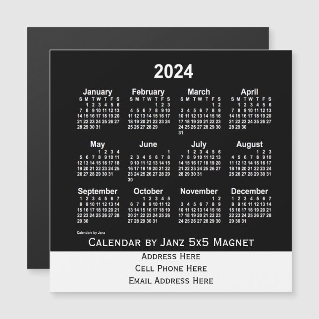 Calendário Empresarial Neon Branco 2024 por Janz (Frente/Verso)