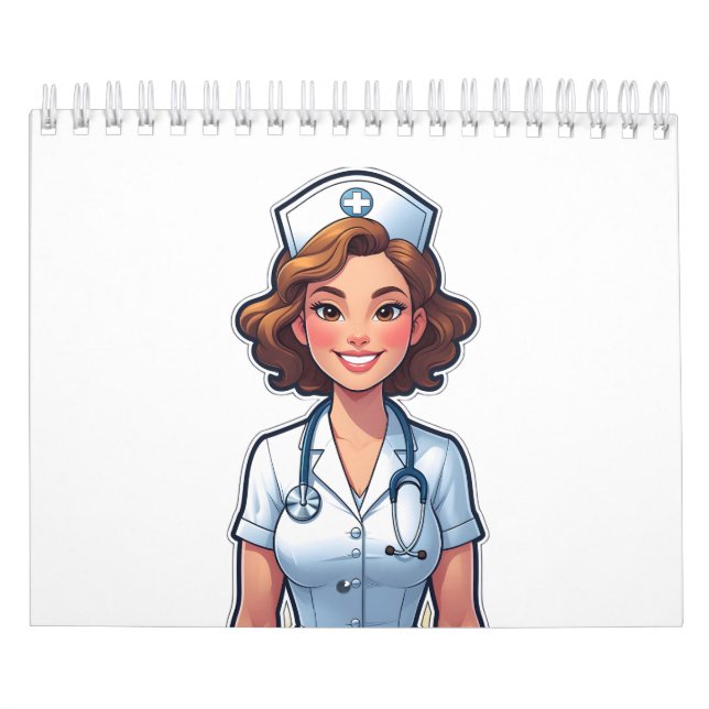 Calendário Enfermeira de estilo cartoon - Herói Médico Bonito (Capa)