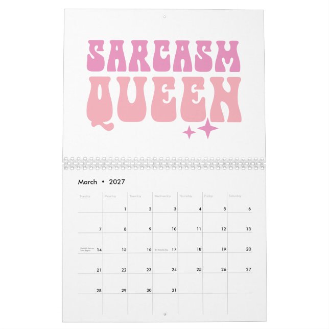 Calendário Engraçada Menina Rosa (Mar 2027)