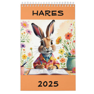 Calendário Engraçado, Cute Hares 2025 Calendar