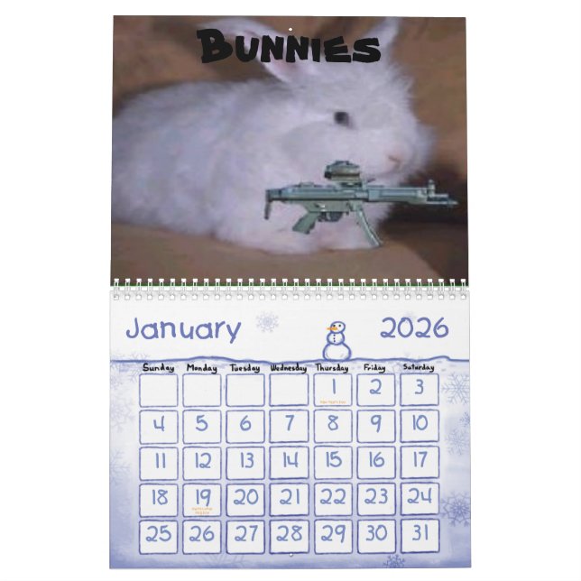 Calendário engraçado das armas (Jan 2026)