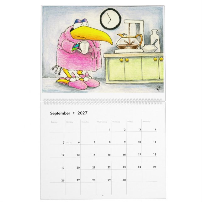Calendário engraçado das ilustrações do corvo (Set 2027)