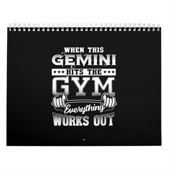 Calendário Engraçado Gemini Gym Workout Design (Capa)