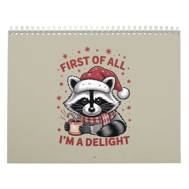 Calendário Engraçado Raccoon, antes de tudo, sou um Feliz Nat (Capa)