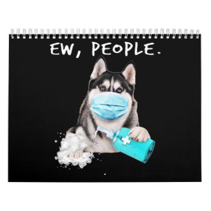 Calendário Engraçado rouco novo cão do pessoas vestindo um