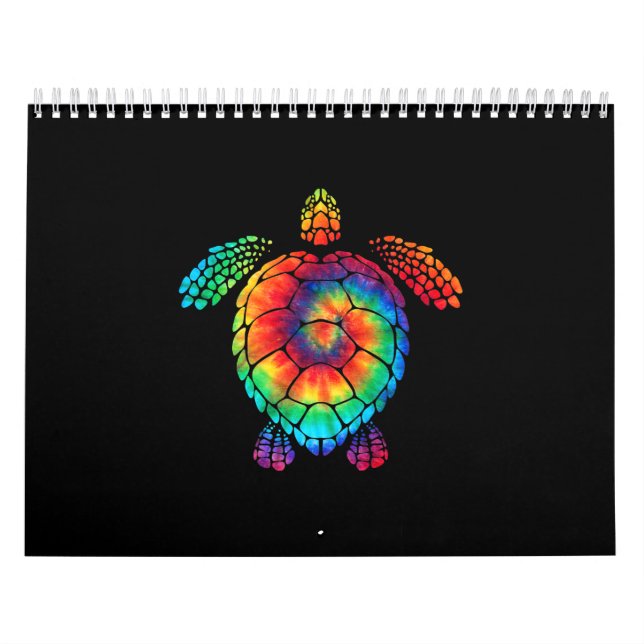 Calendário Engraçado Tartaruga-do-mar Oceano Tie Dye Rainbow  (Capa)